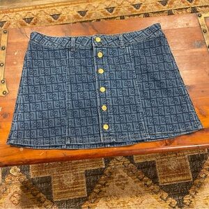 Wrangler Leon Bridges Women’s Denim Skirt with Gold Buttons size Large